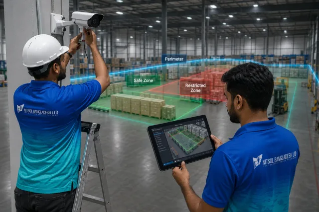 Digital camera engineered and placed for full-coverage monitoring